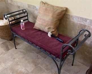 Metal Bench with Cushion