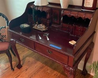 Cherry secretary with unique drawers 