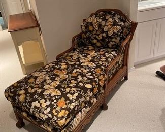 Antique Chaise with newly upholstered cushions