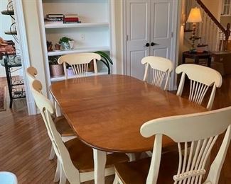 Ethan Allen Cherry and Painted Dining Set w/ 6 chairs 