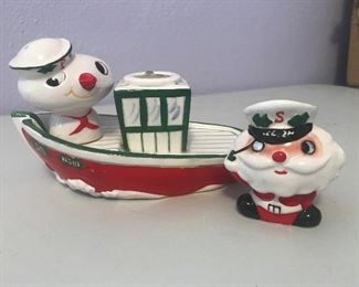 VINTAGE HOLT HOWARD SS NOEL SANTA SNOWMAN SHIP BOAT SALT PEPPER TOOTHPICK