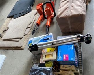 Hedge trimmers, tripod, car mats, all sorts of goodies