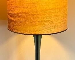 Beautiful glass lamp in a wonderful aqua shade. Measures 49" to the top of the shade. Features double sockets.