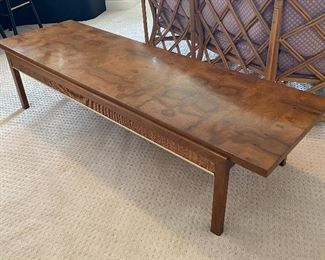 Dynamic mid century long and lean coffee table with a beautiful finish! One small flaw on the side/end which is pictured.
Measures 66" x 20" x 155"