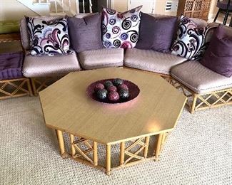 Wow! What a great set! Now is your chance to own an iconic set by Ficks and Reed! The top bidder will be the proud new owner of this lovely vintage set!
See photos for measurements. Table has a circular hole in the middle, can be covered with a decorative item as shown which is NOT included