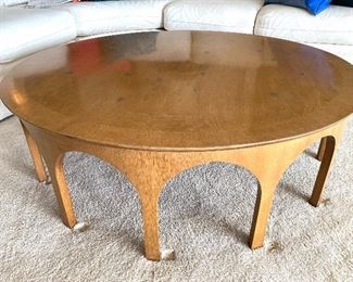 Widdicombe Constellation Coffee Table! WOW!! Check out the stunning RARE mid century coffee table.
Bottom says Widdicombe; Designed by T.H. RobsJon-Gibbings.
Made from Walnut with brass star inlays. Sure to be an eye-catcher in any room!
Measures about 48" in diameter and 15.25" h