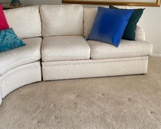 Luxurious Bernhardt Sectional. What a beautiful sofa in great condition! It is upholstered in a beautiful ivory textured fabric.