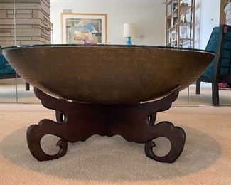Amazing Large Brass Bowl Coffee Table -measures 31" in diameter and 14" h