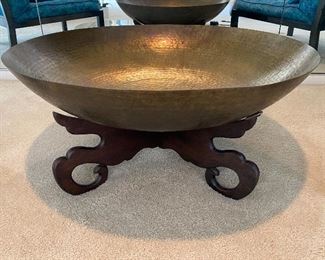 Amazing Large Brass Bowl Coffee Table -measures 31" in diameter and 14" h