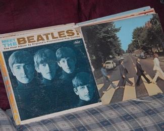 Collection of classic Beatles LPs and other early rock and roll