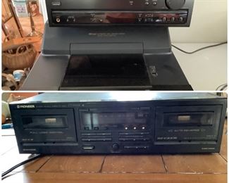 Pioneer stereo receiver SX-255k, Sony compact disc player cdp-cx100, Pioneer double  cassette CT-W451R