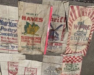Eight Vintage Feed Seed Bags Lot VI