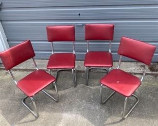 Retro MCM Chrome Red Chairs