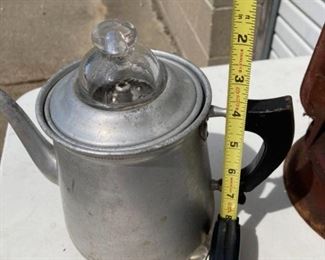 Vintage Lantern, Aluminum Coffee Pot, and Ammo Box