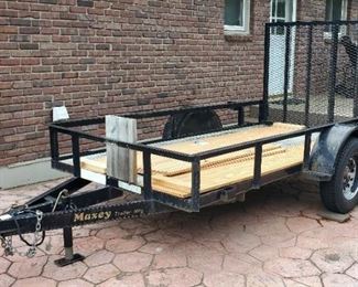 Maxey 10' x 6' Single Axle Bumper Pull Utility Trailer With Ramp, Home-made Wood Side Rails And 2" Ball, 5,000 Lb Gross Weight
