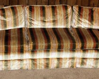 Vintage Heritage Upholstered Rounded Back Sofa, 26" X 88" X 32"