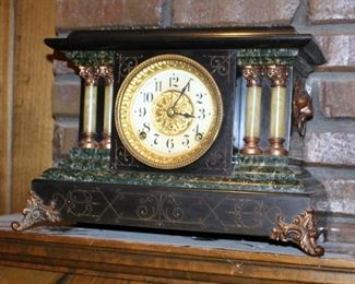 Antique Seth Thomas Mantel Clock With Key Adam Antine, Movement # 119, II Jewels Size 6, 11" X 17" X 7"