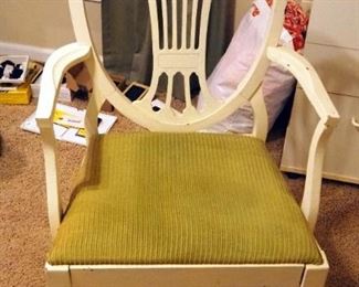 Painted Wood Arm Chair With Upholstered Seat, 38" x 21" x 20