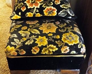 Upholstered Foot Stool, 11" x 20" x 15", With Matching Throw Pillow