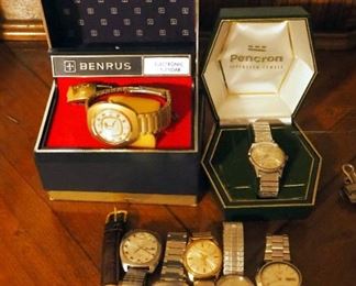 Vintage Men's Wrist Watches Including Benrus, Pencron, Seiko And More, Qty 8