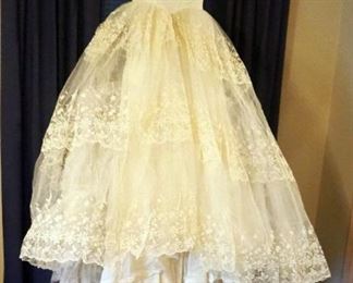 Vintage Lace Overlay Wedding Dress, With Original Box, And Cake Topper