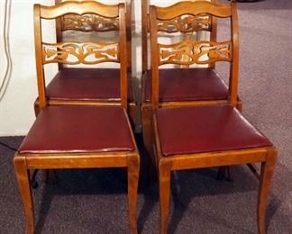 Solid Wood Dining Chairs With Upholstered Seats, Qty 4, 34" x 20" x 18"
