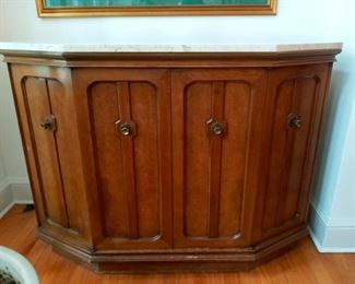 Beautiful marble top side cabinet. 44x20x33" high.