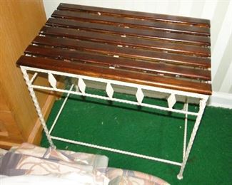 Iron and wood slat table