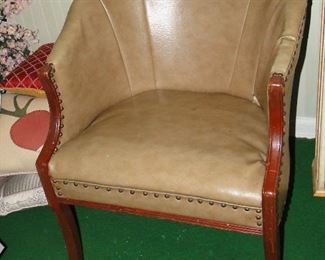 Old Leather Bradded Chair (underside is springs)