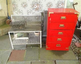 Red metal cabinet