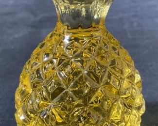 Amber Yellow Solid Art Glass Pineapple Paperweight
