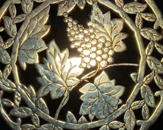 Gold Toned Table Trivet w Fruit Motif, italy
