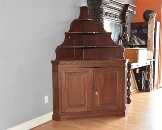 Antique Wood Corner Cabinet