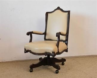 French Style Leather Upholstered Swivel Desk Chair