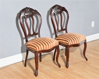 Pair Victorian Ballon Back Dinning Chairs
