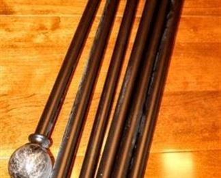 (3) Metal Curtain Rods with Marble Look Ball Ends