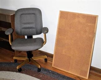 Office Desk Chair and Wall Cork Board