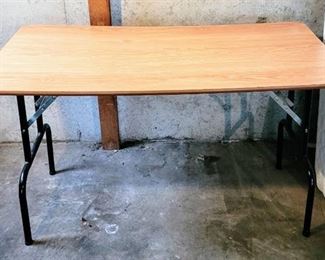Folding Table with Laminate Wood Top and Metal Legs