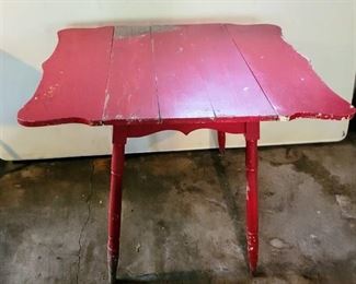 Vintage Antique Red Drop Leaf Table