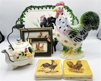 Rooster Decor - Greens, Blacks & Yellows