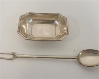 1012	STERLING GORHAM DISH AND STERLING DUAL SPOON/FORK, 1.53 TOZ
