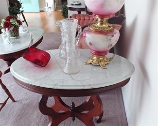 Marble top end tables x2