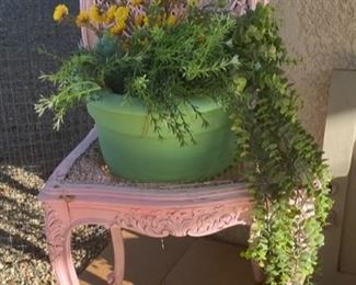 Antique chair repurposed as a planter