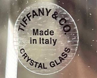 2pc Tiffany & Co Champagne Flutes Glasses PAIR	9.5in H x 2.75in diameter at base	
