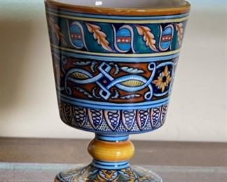 Italian Ceramics Deruta Chalice Hand Painted Dip A Mano Pottery Majolica	6in H x 4.25 In diameter	
