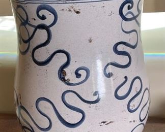 *Signed* Italian Ceramics Deruta Apothecary Jar Lidded  Hand Painted Dip A Mano Pottery Majolica	16.5in H x 8in Diameter	
