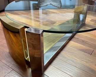 Gold, Chrome & Glass Contemporary Coffee/Cocktail Table	17x52x47in	HxWxD

