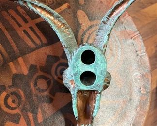 Ceramic Copper Patinated Ram Head	4x11x12in	
