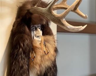 Cherokee Kathryn Yauney Deer Warrior Spirit Mask Native American	26x11x10in	HxWxD
