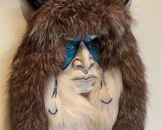Cherokee Kathryn Yauney Buffalo Warrior Spirit Mask Native American	16x10x2in	HxWxD
